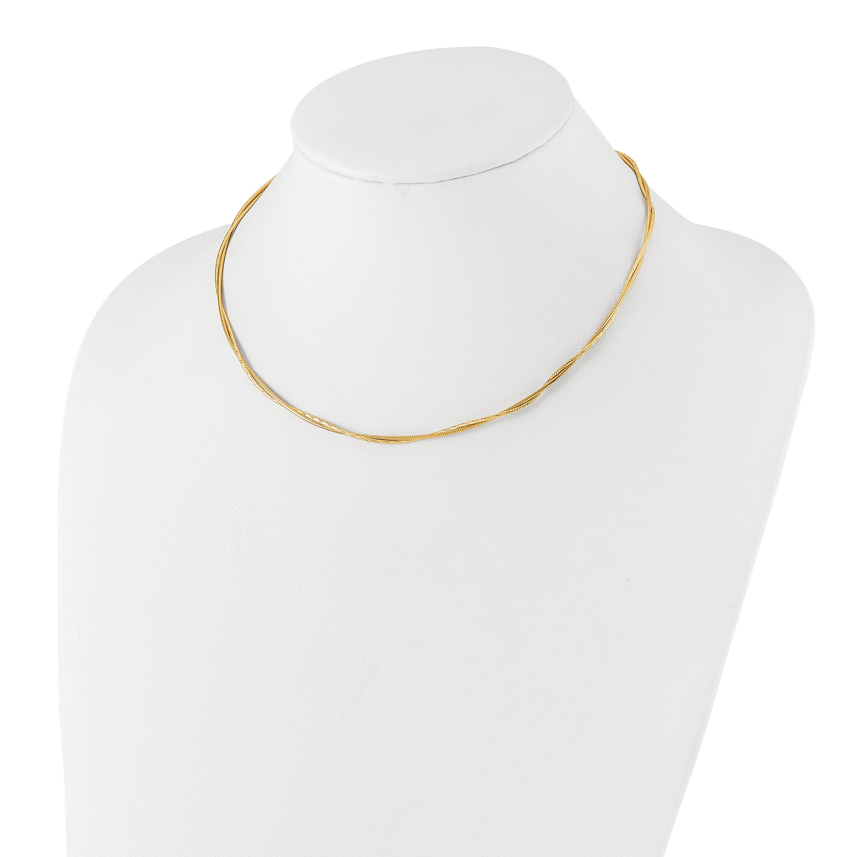 14K Polished and Diamond-Cut Twisted 2-Strand Neckwire Necklace Secondary image