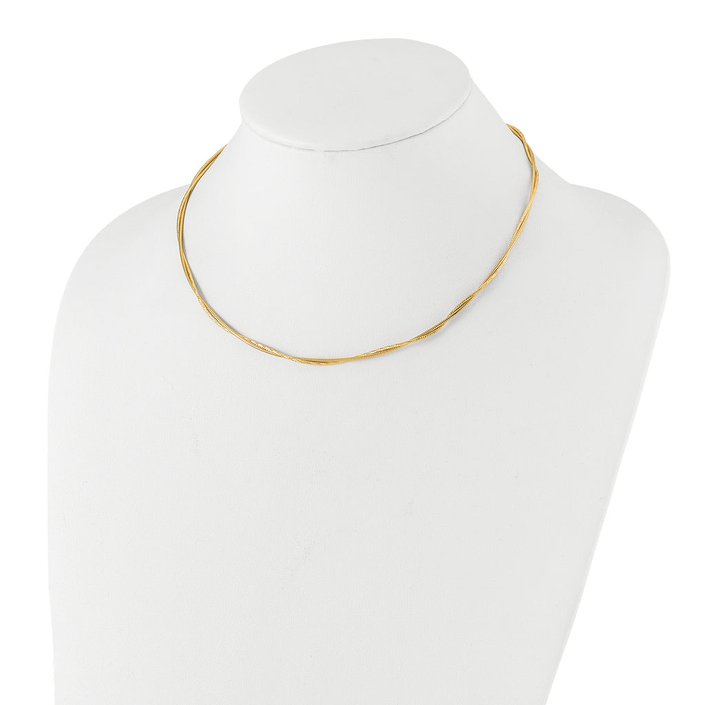 14K Polished and Diamond-Cut Twisted 2-Strand Neckwire Necklace
