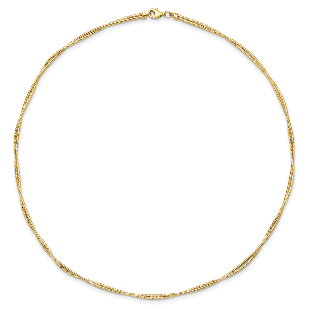 14K Polished and Diamond-Cut Twisted 2-Strand Neckwire Necklace