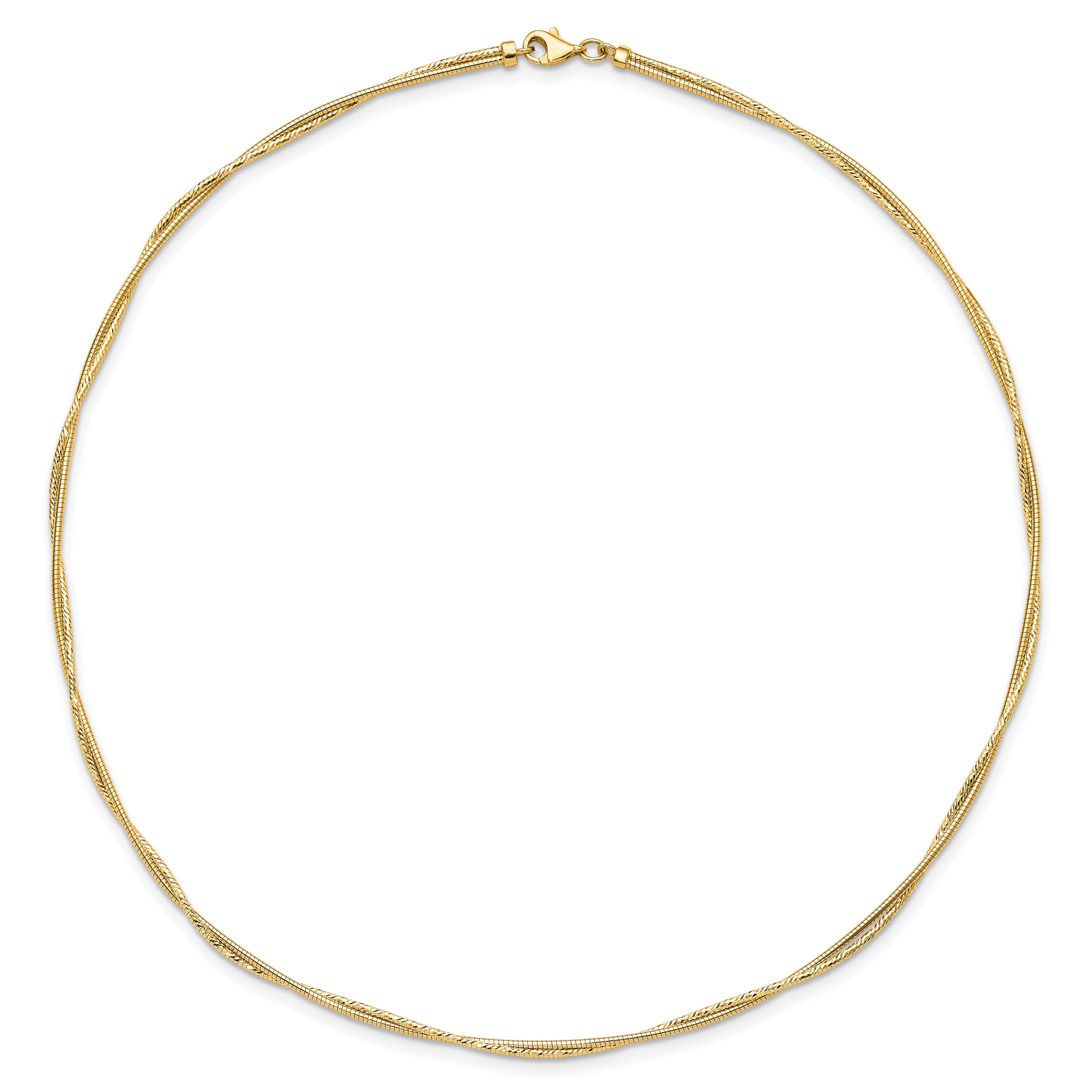 14K Polished and Diamond-Cut Twisted 2-Strand Neckwire Necklace