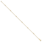 14K Polished CZ Station 9in Plus 1in. ext. Anklet