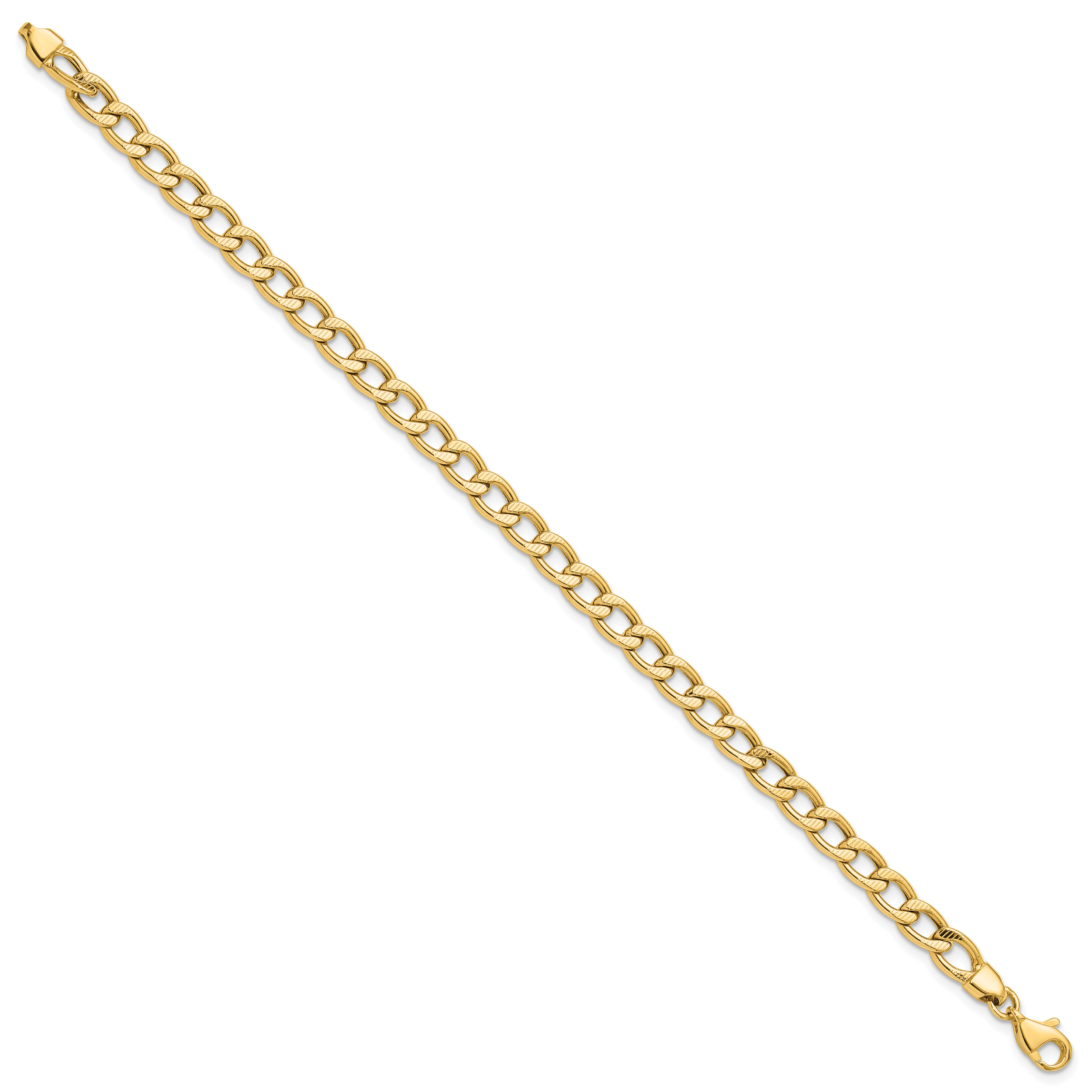 14K Polished and Textured Link Bracelet Secondary image