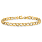 14K Polished and Textured Link Bracelet
