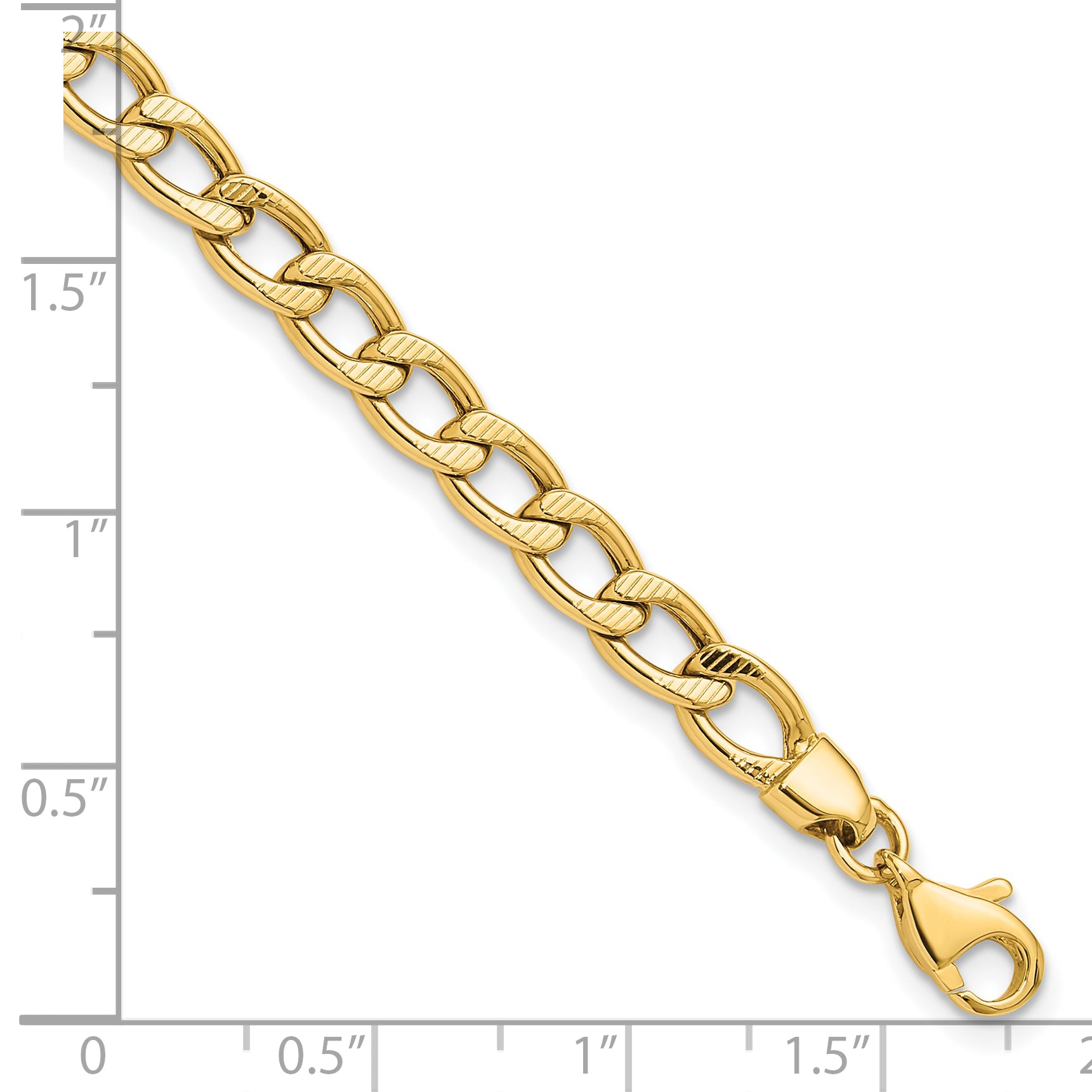 14K Polished and Textured Link Bracelet