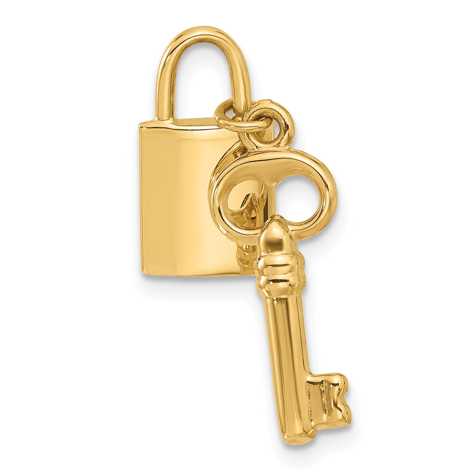 14K Polished Lock and Key Pendant Main image