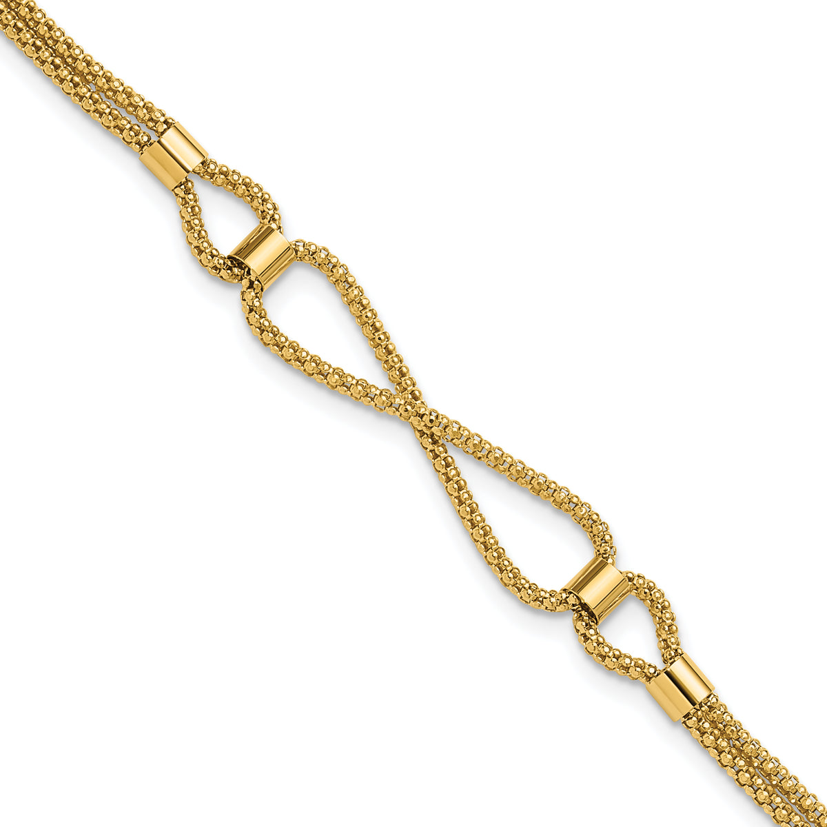 14K Polished 2 Strand Fancy Bracelet