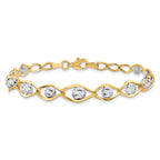 14K Two-tone Polished with Diamond-cut Beads Fancy Bracelet