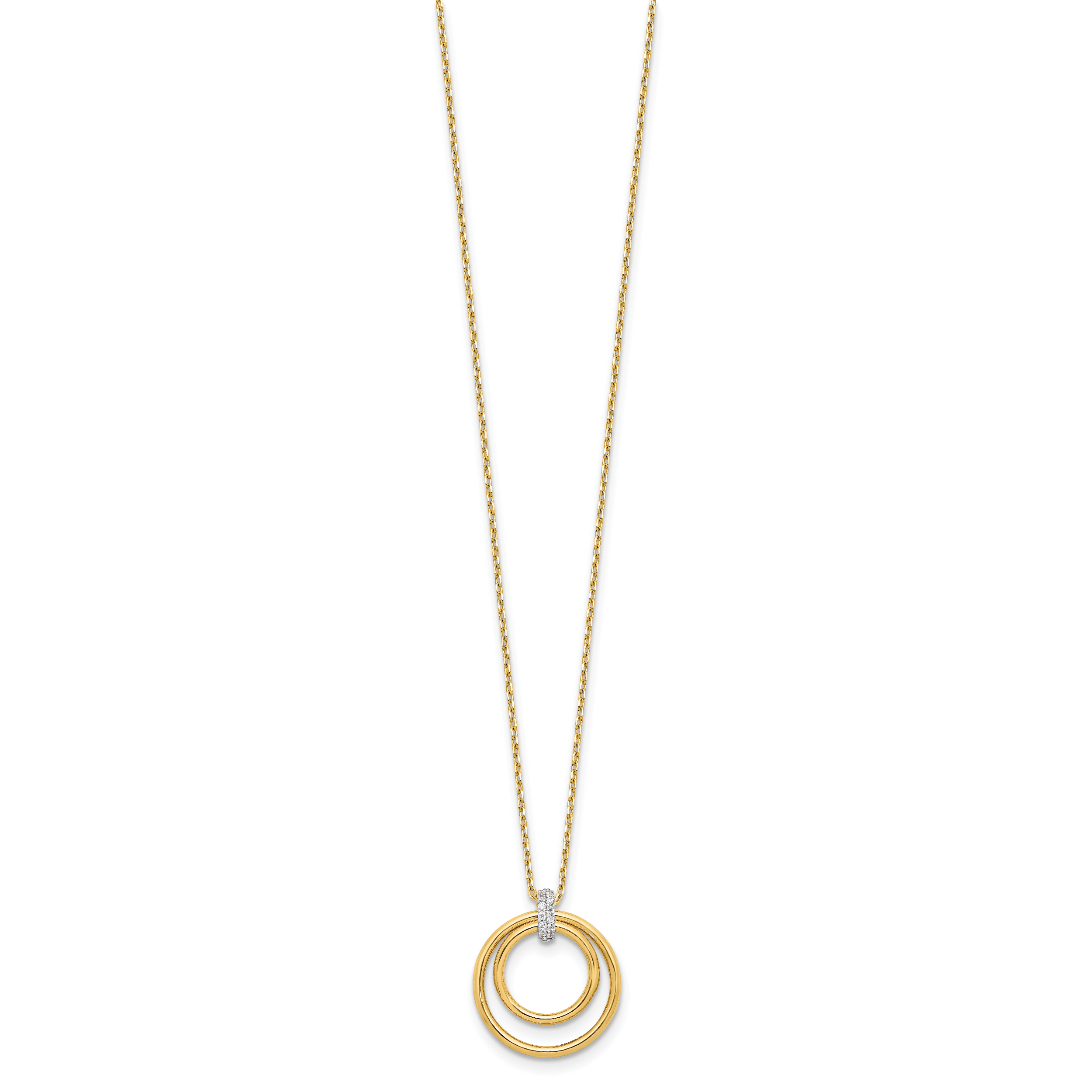 14K Two-tone Polished CZ Circles Necklace Secondary image