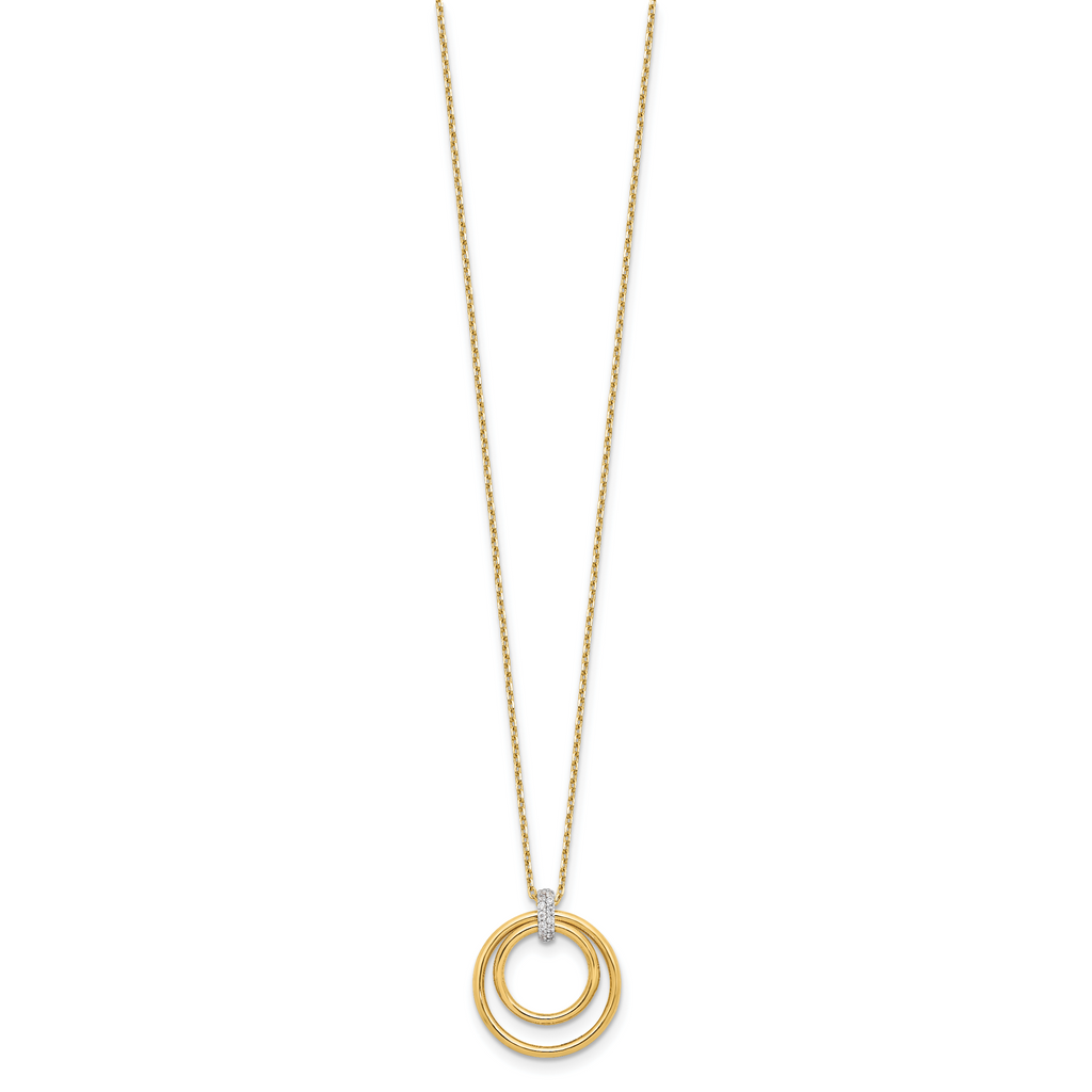 14K Two-tone Polished CZ Circles Necklace