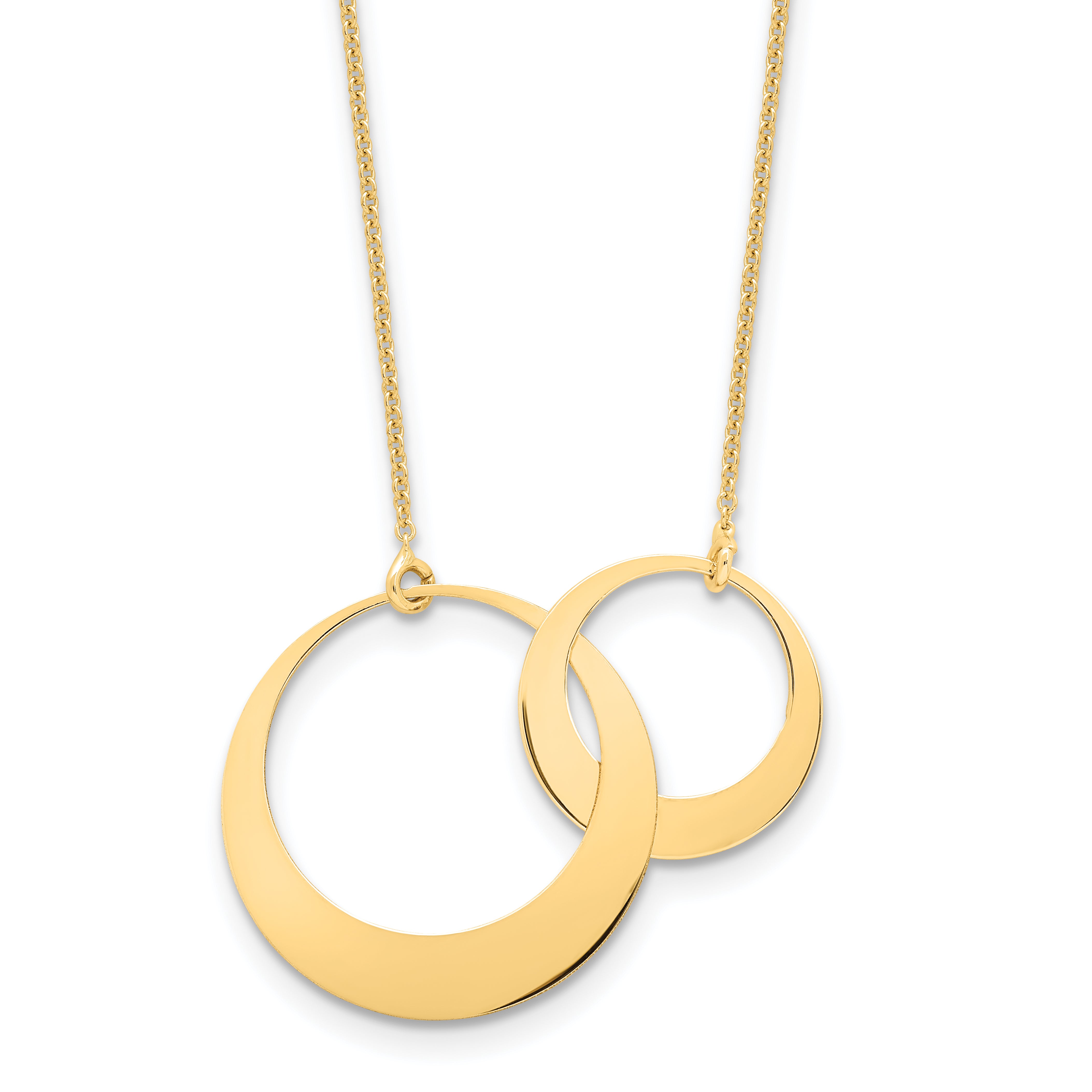 14K Polished Interlocked Circles Fancy with 1in ext. Necklace Secondary image