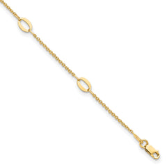 14K Polished Oval Links 9in Plus 1in ext. Anklet