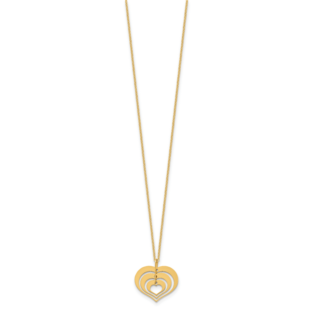 14K Polished Heart Pendant with 1in ext. Necklace