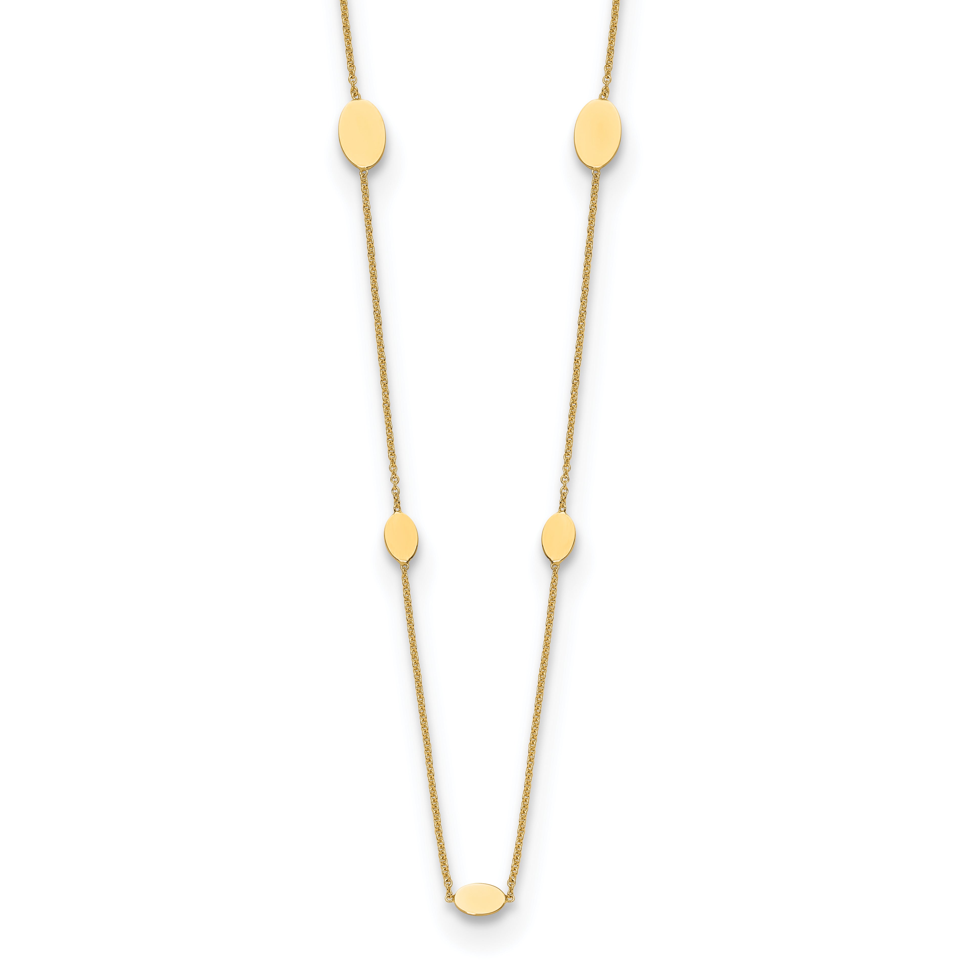 14K Polished Oval Discs Station with 1in ext. Necklace Main image