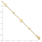 14K Circles and Beads 9 inch Plus 1 inch Extender - Total 10 inch Anklet
