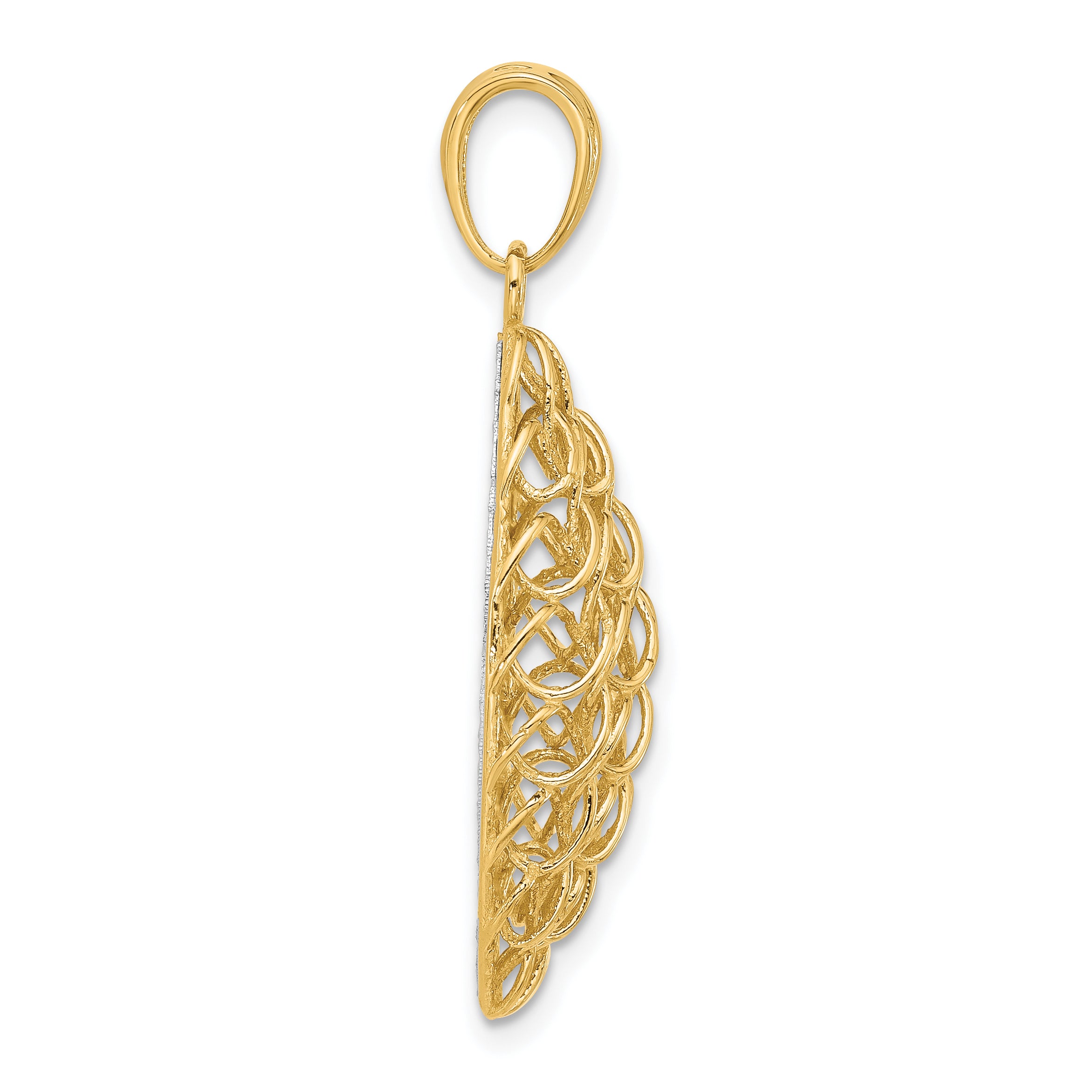 14K Two-tone Polished and Dia-cut Pendant Secondary image