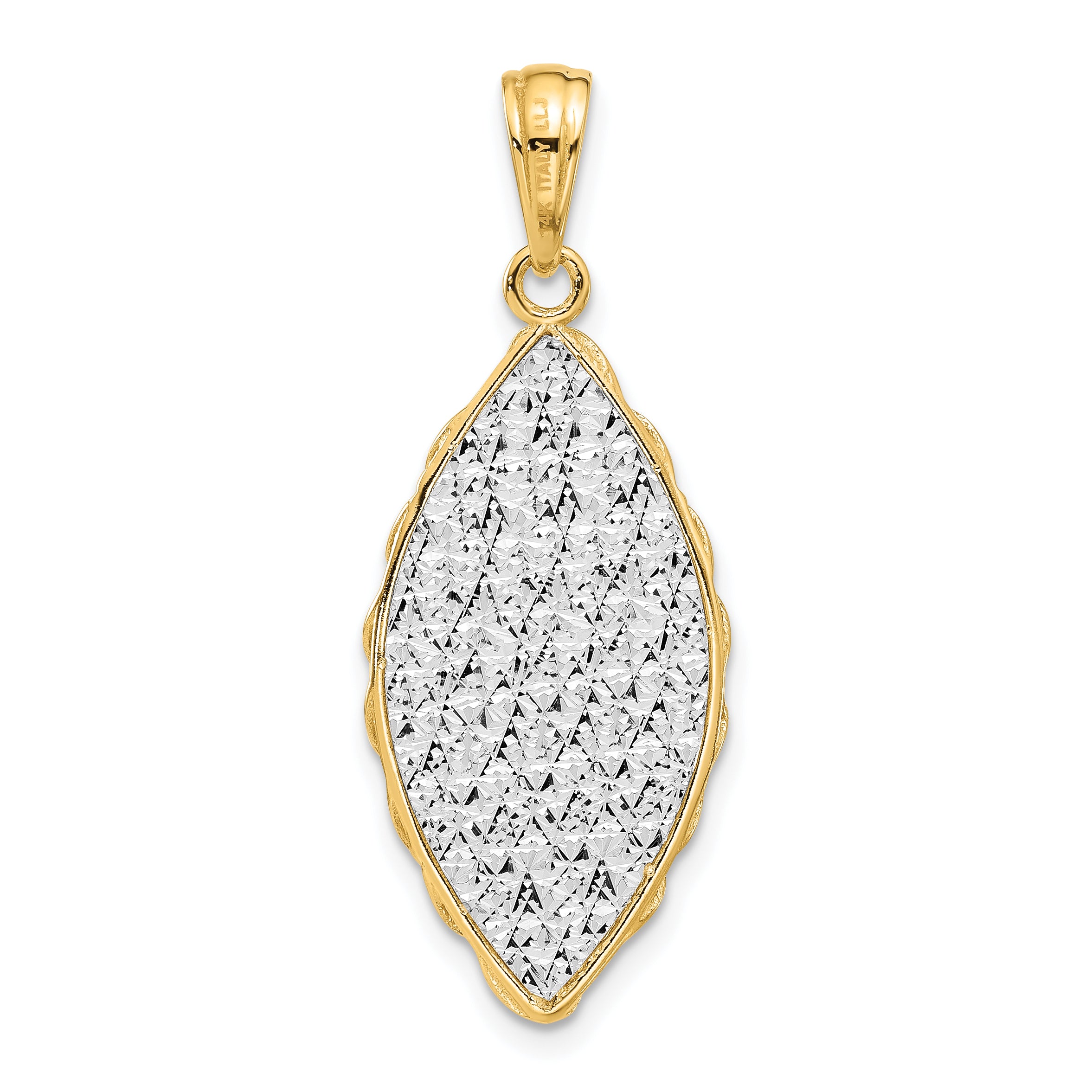 14K Two-tone Polished and Dia-cut Pendant