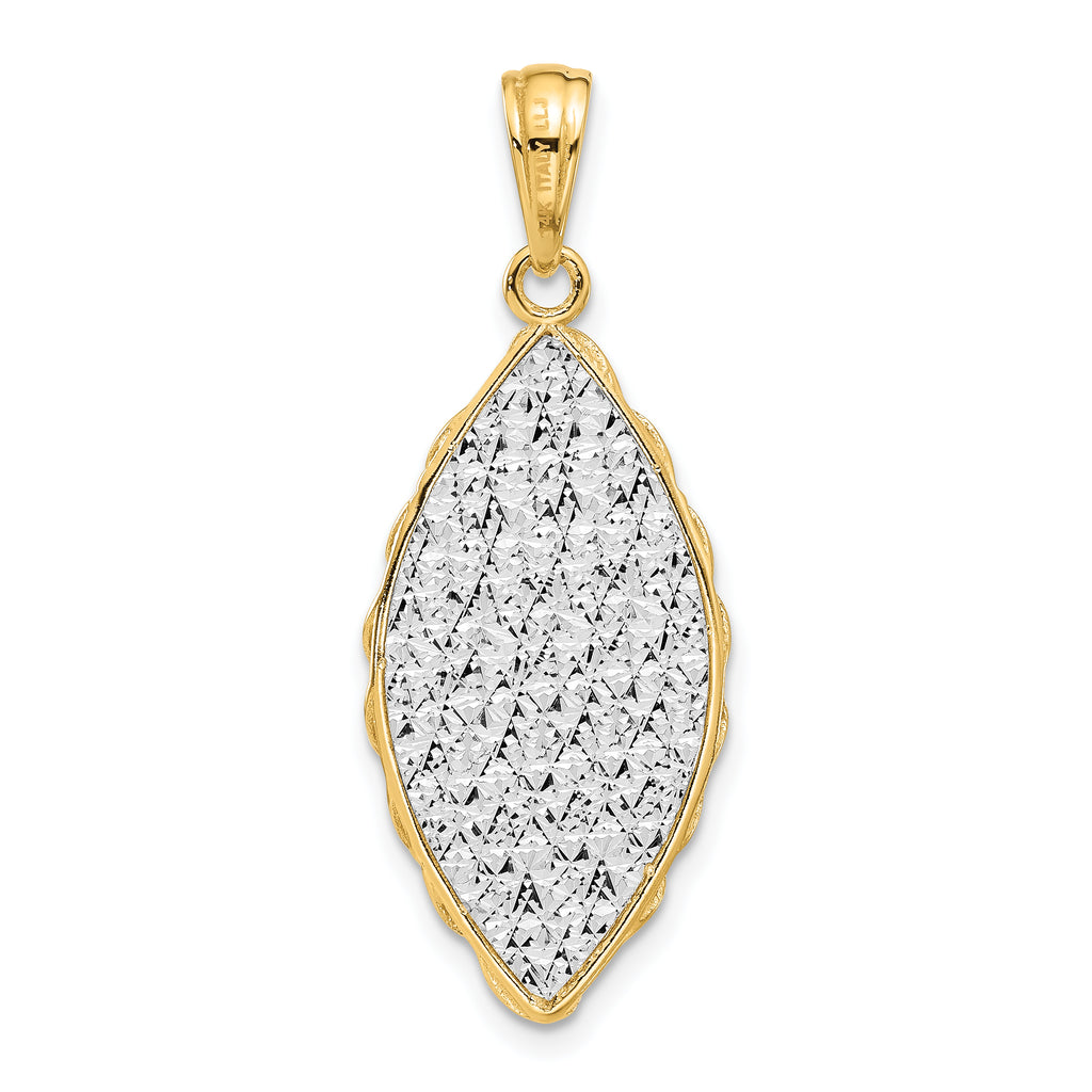 14K Two-tone Polished and Dia-cut Pendant