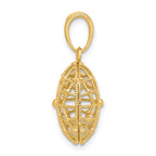 14K with White Rhodium Polished and Dia-cut Pendant