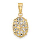 Filigree Cluster Pendant in 14K Yellow Gold, 27mm Diamond-Cut - Sophia Jewelers