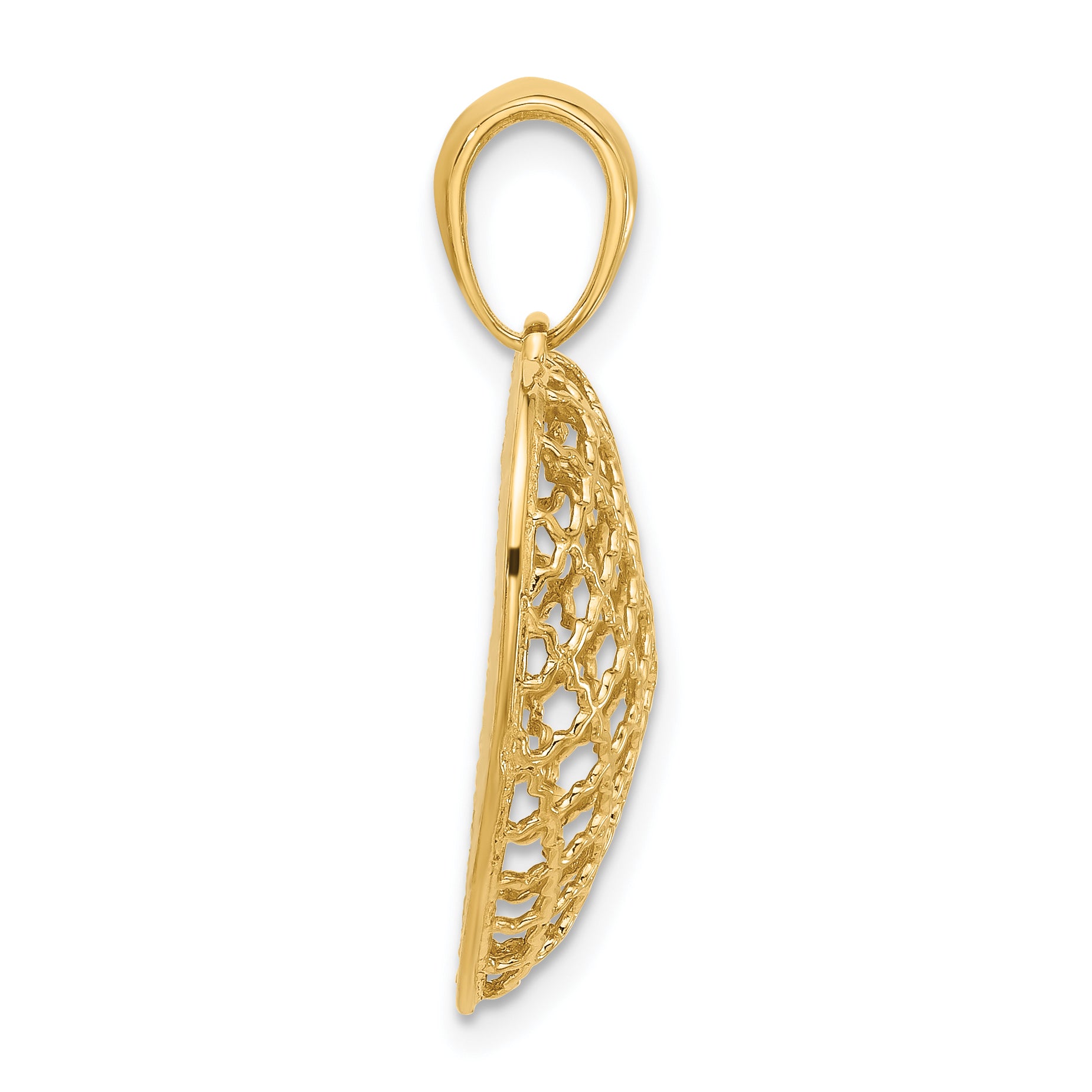 14K Two-tone Polished and Dia-cut Heart Pendant Secondary image