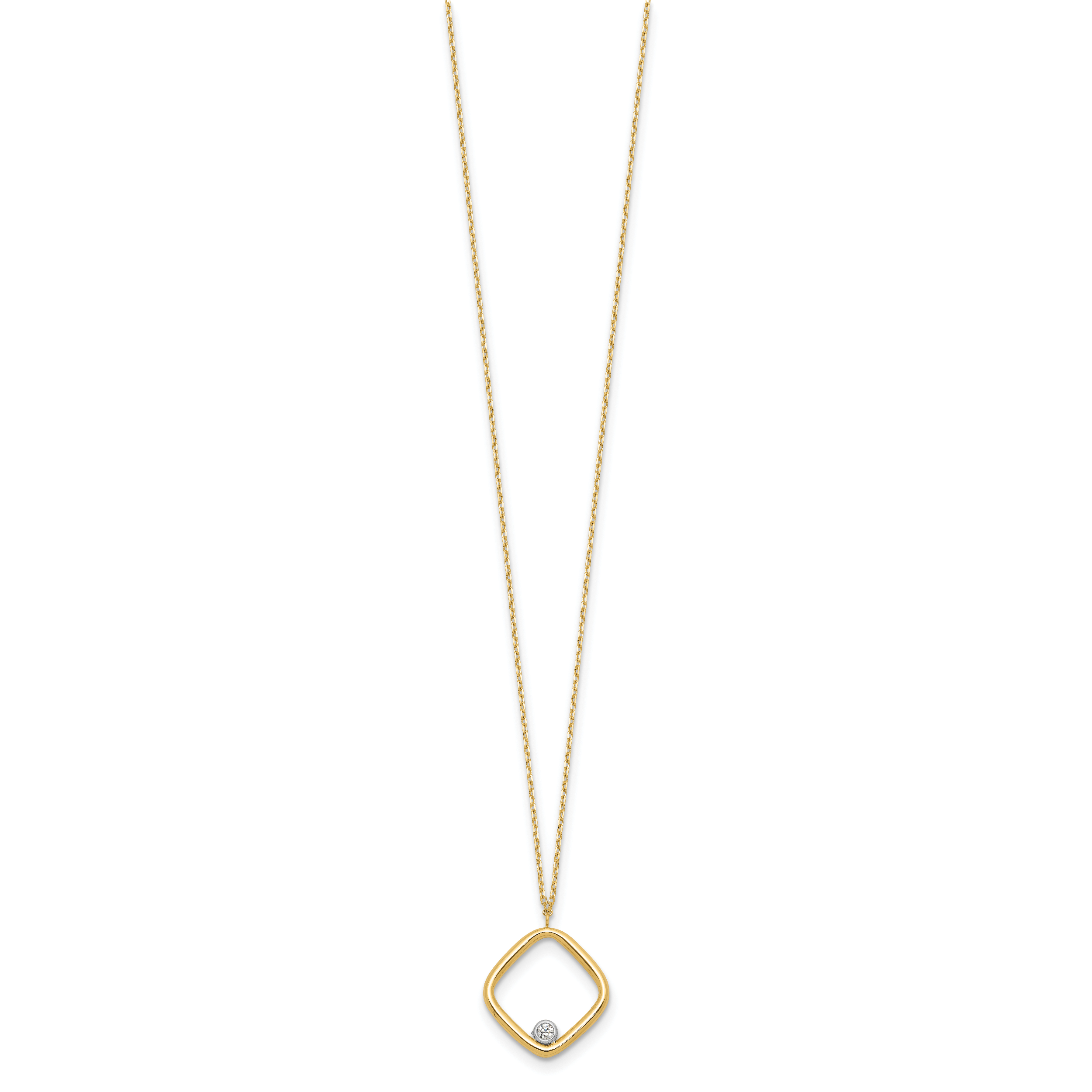 14K with Rhodium-Platedodium Polished CZ Square Necklace Secondary image