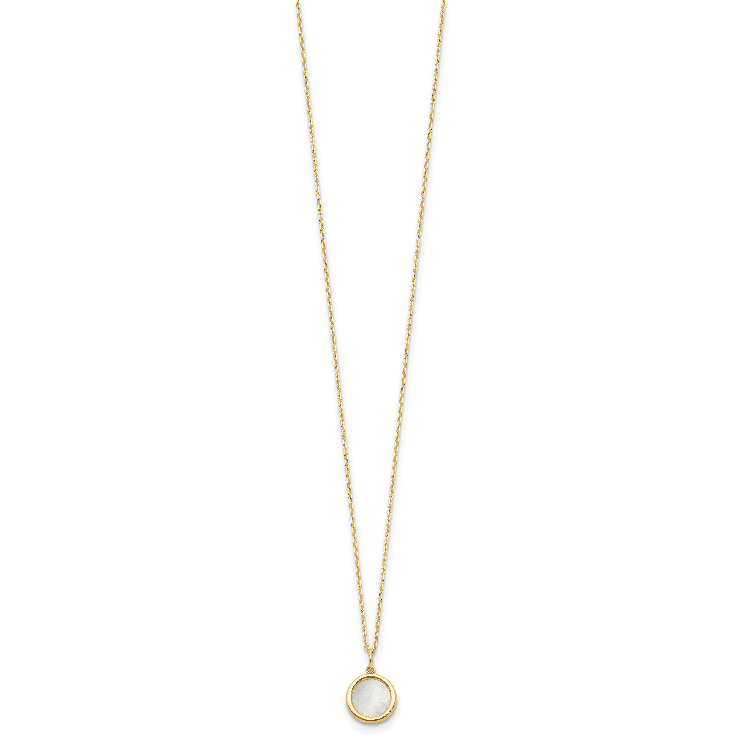 14K Polished Mother of Pearl Circle Necklace Secondary image