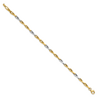 14K w/White Rhodium Polished Fancy Twisted Link Bracelet