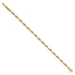 14K w/White Rhodium Polished Fancy Twisted Link Bracelet