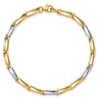 14K w/White Rhodium Polished Fancy Twisted Link Bracelet