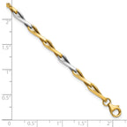 14K w/White Rhodium Polished Fancy Twisted Link Bracelet