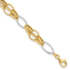 14K Two-tone Polished Fancy Link Bracelet