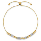 Fancy Link Chain Bracelet in 14K Two-Tone Gold, 1mm Adjustable - Sophia Jewelers