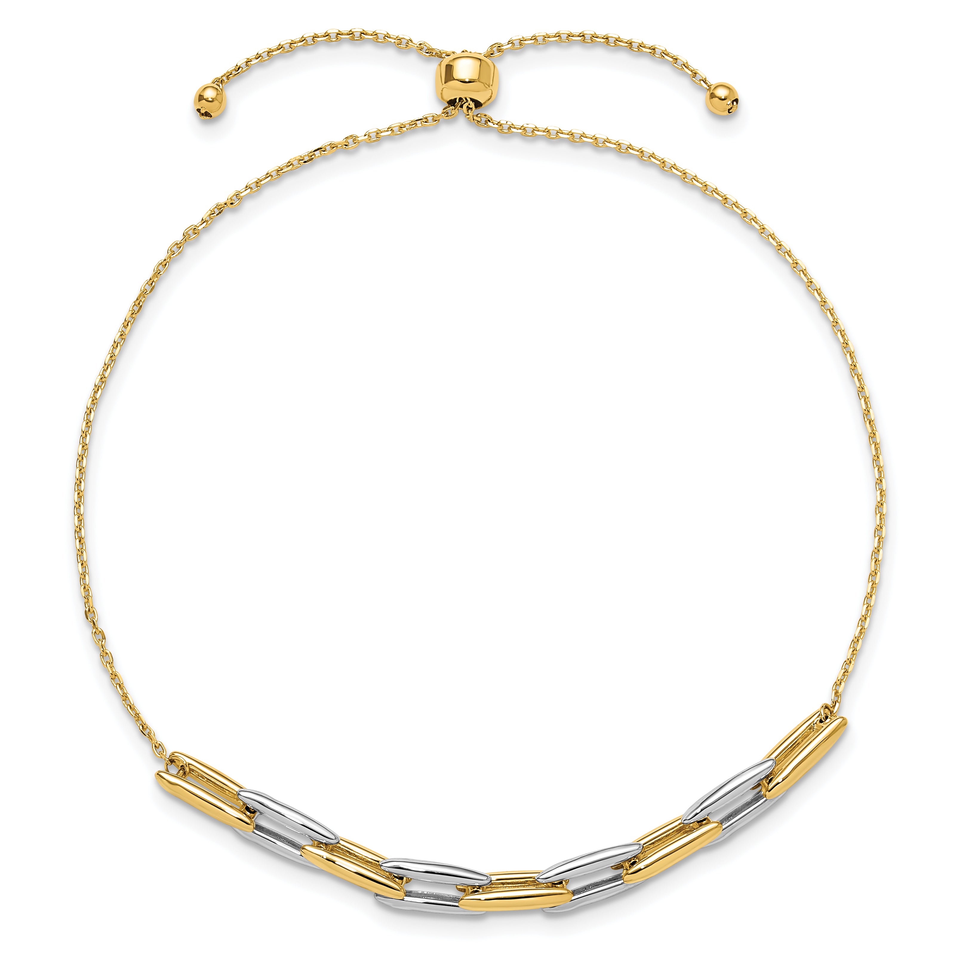 14K Two-tone Polished Fancy Link Adjustable Bracelet Secondary image