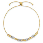 14K Two-tone Polished Fancy Link Adjustable Bracelet