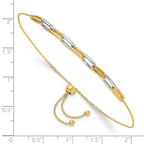 Fancy Link Chain Bracelet in 14K Two-Tone Gold, 1mm Adjustable - Sophia Jewelers