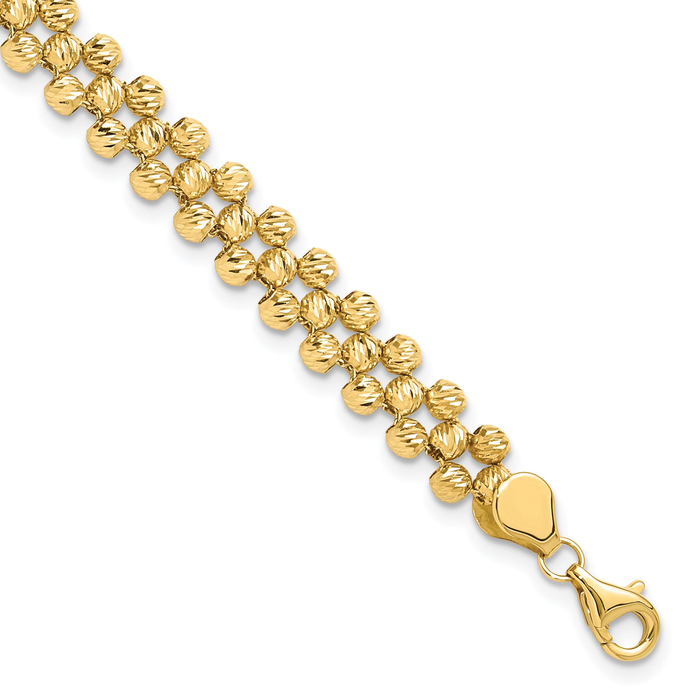 14K Polished and Diamond-cut Fancy Beaded Link Bracelet Main image