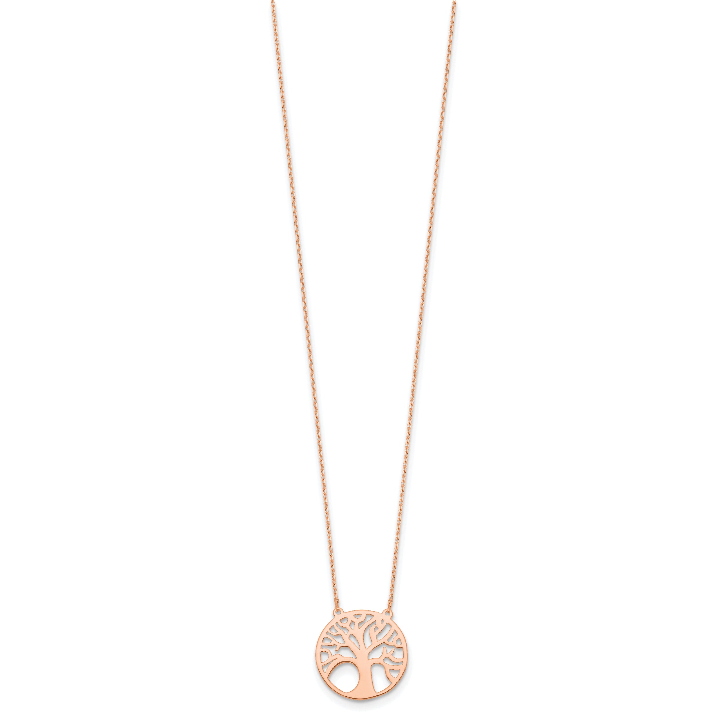 14K Rose Gold Polished Tree of Life Necklace
