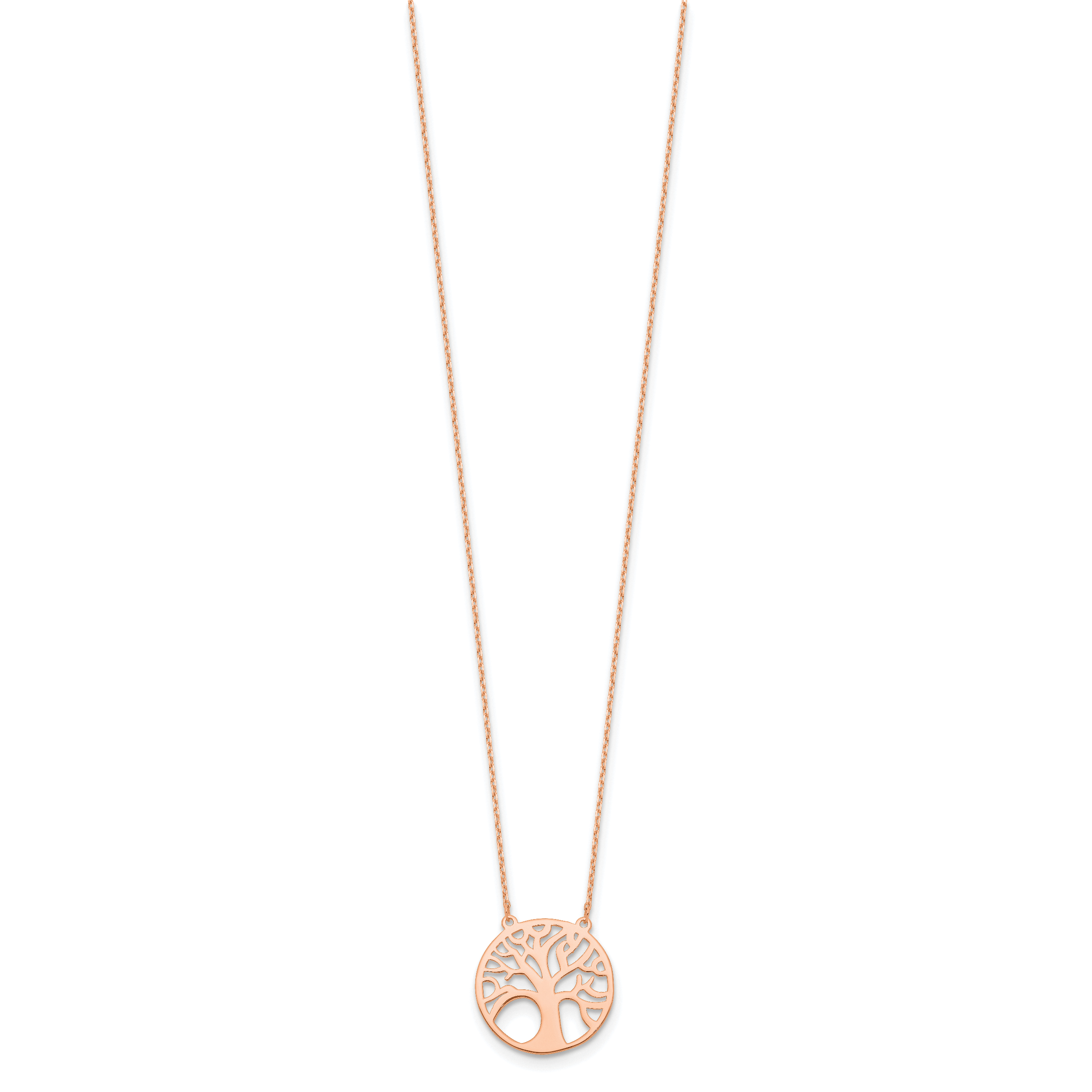 14K Rose Gold Polished Tree of Life Necklace Secondary image