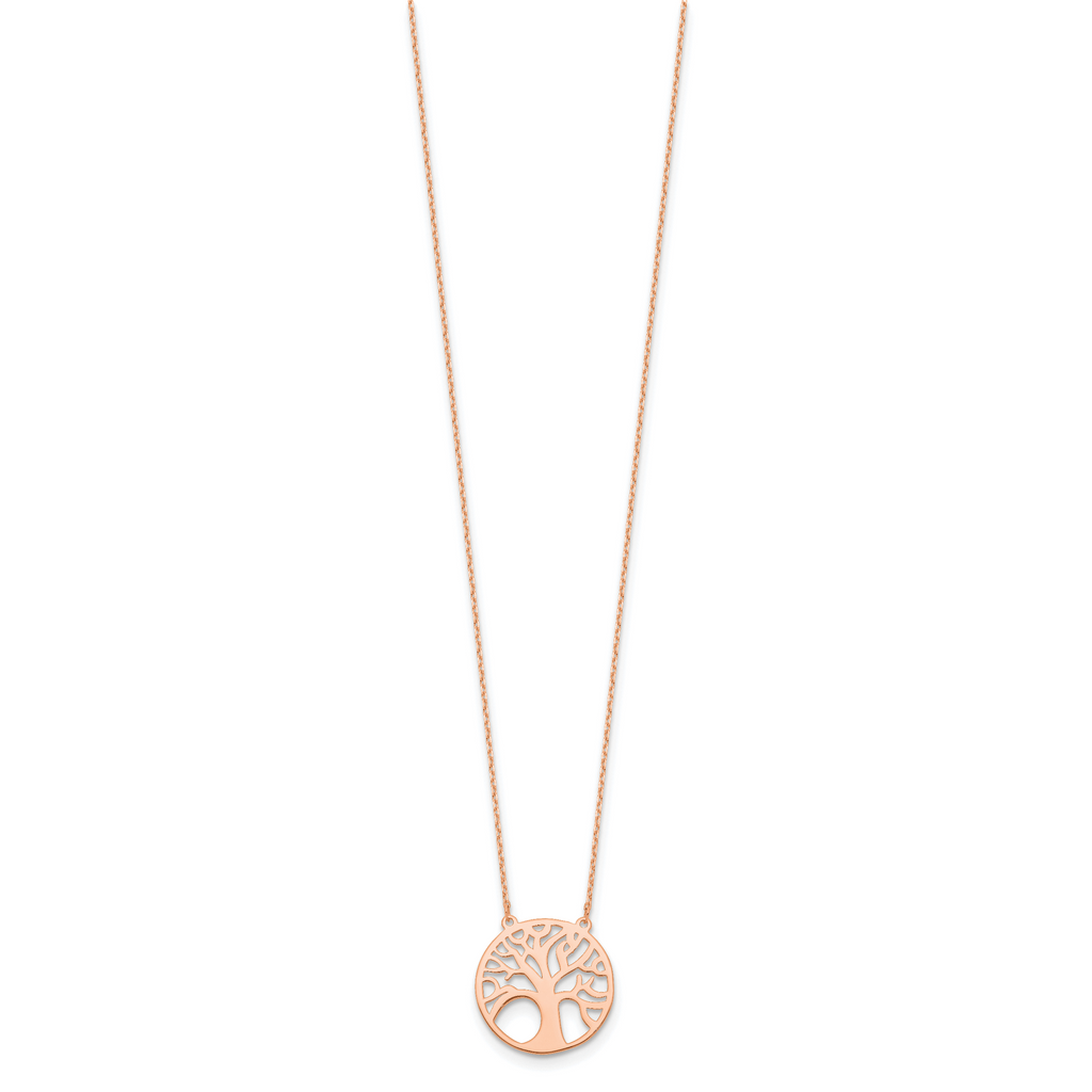 14K Rose Gold Polished Tree of Life Necklace