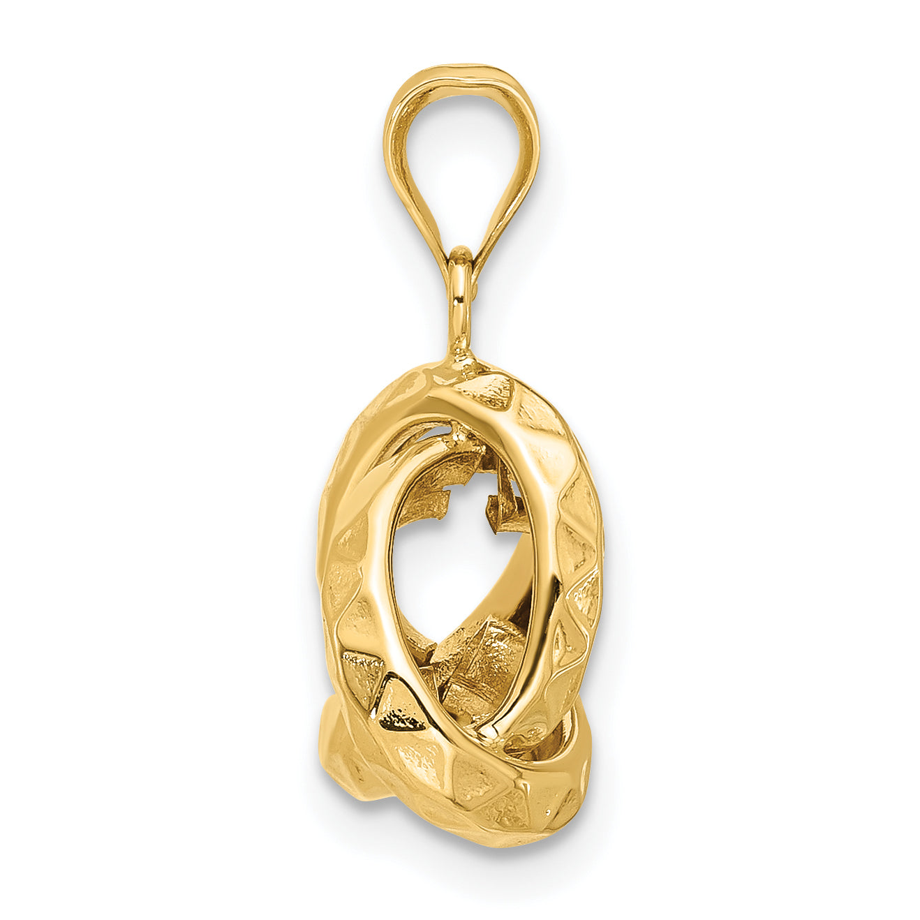 14K Polished and Textured Triangle Love Knot Pendant Secondary image