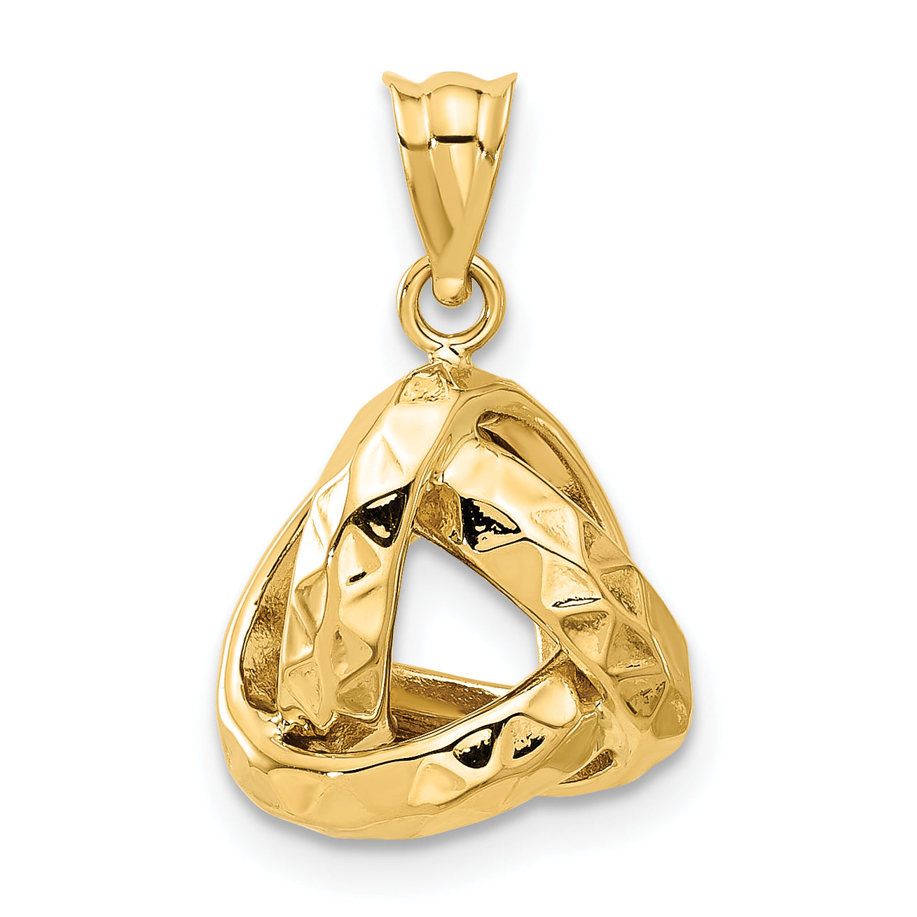 14K Polished and Textured Triangle Love Knot Pendant Main image