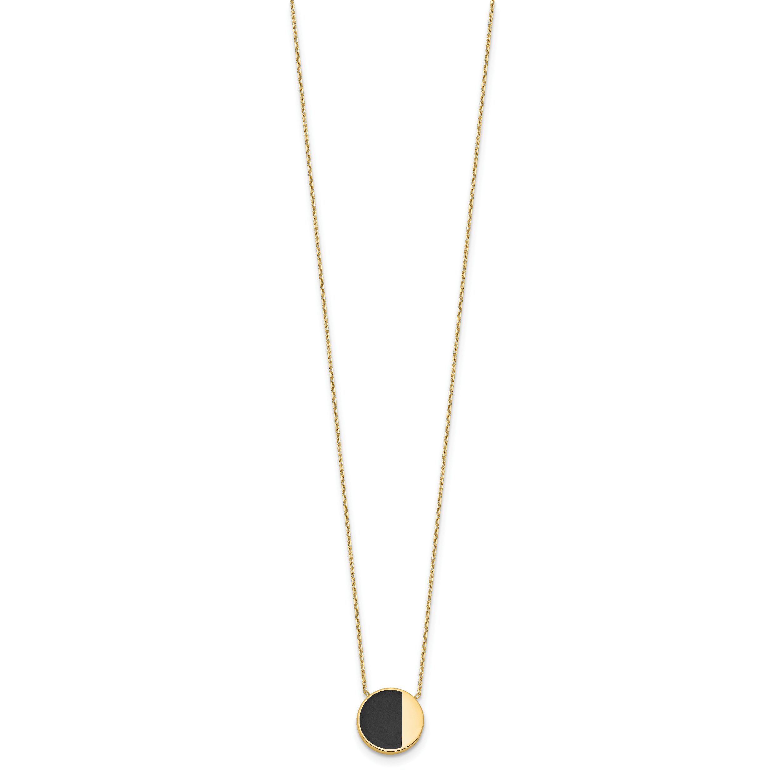 14K with Black Enamel Polished Circle Necklace Secondary image