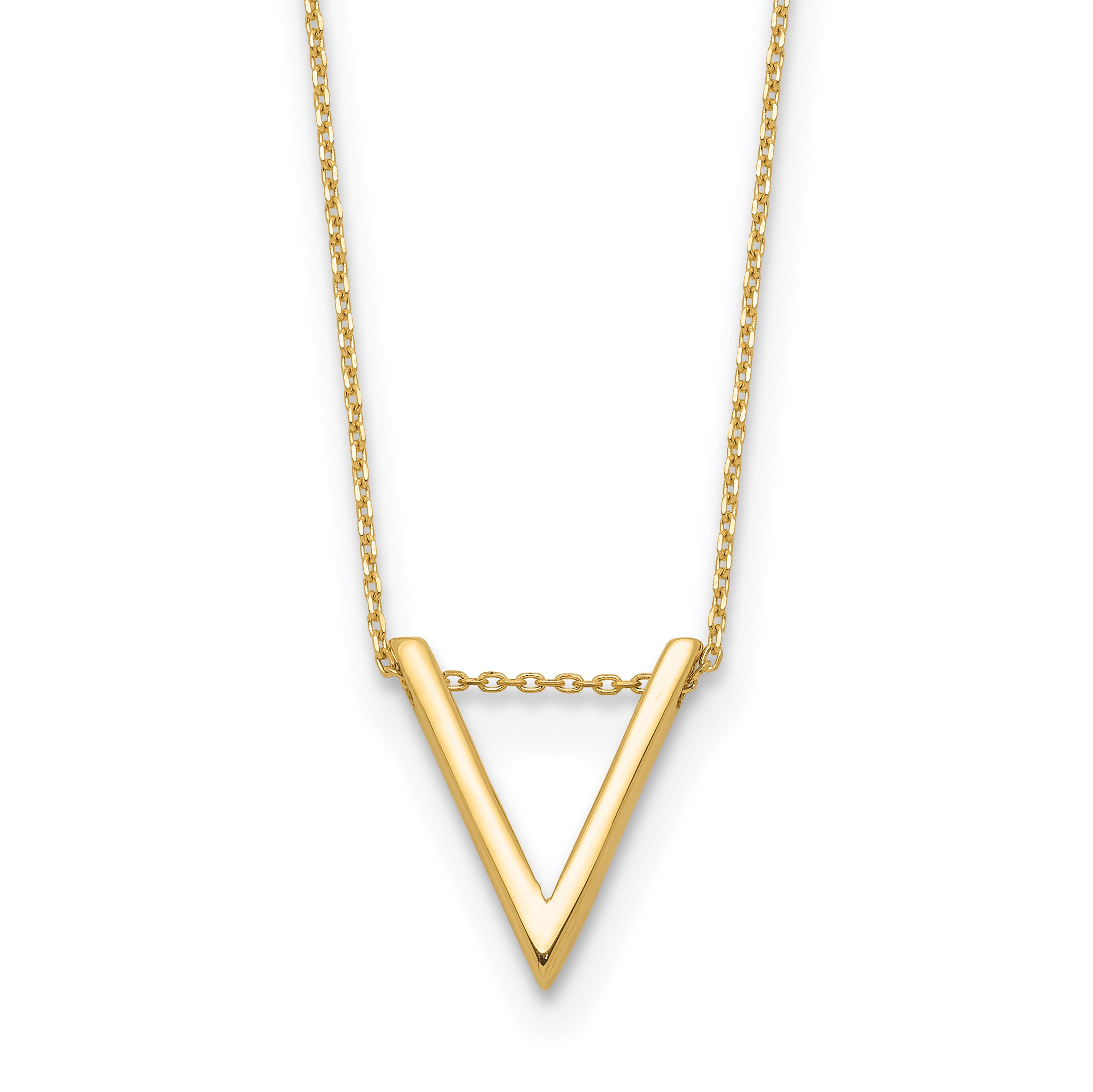 14K Polished V Necklace Main image