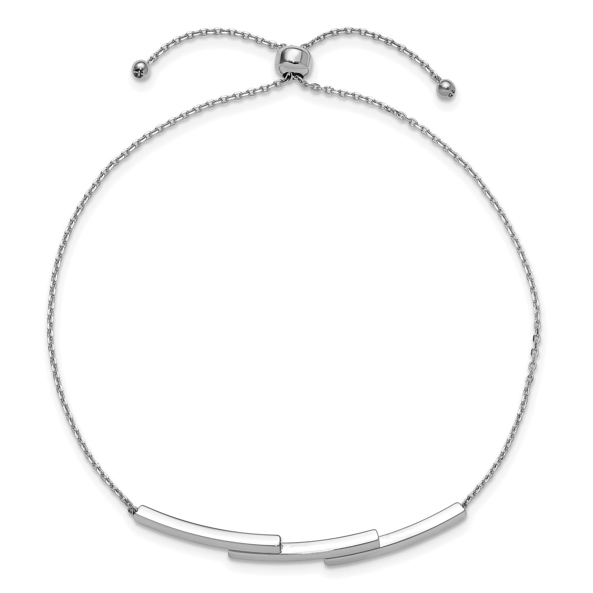 Bar Bolo Bracelet in 14K White Gold, 1mm Adjustable - Sophia Jewelers