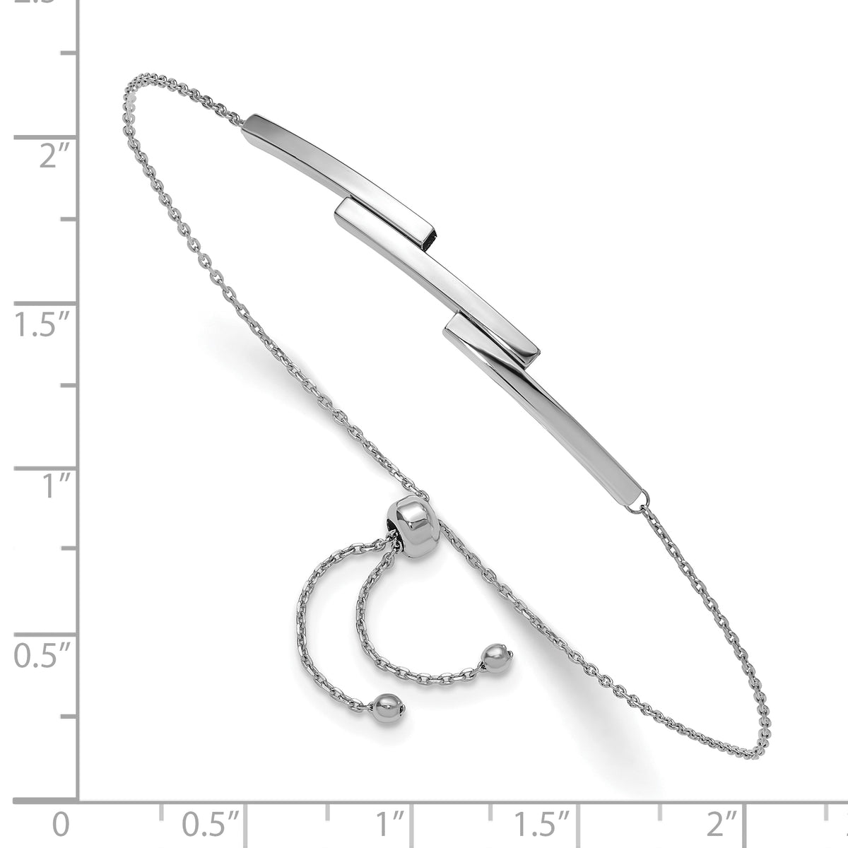 Bar Bolo Bracelet in 14K White Gold, 1mm Adjustable - Sophia Jewelers