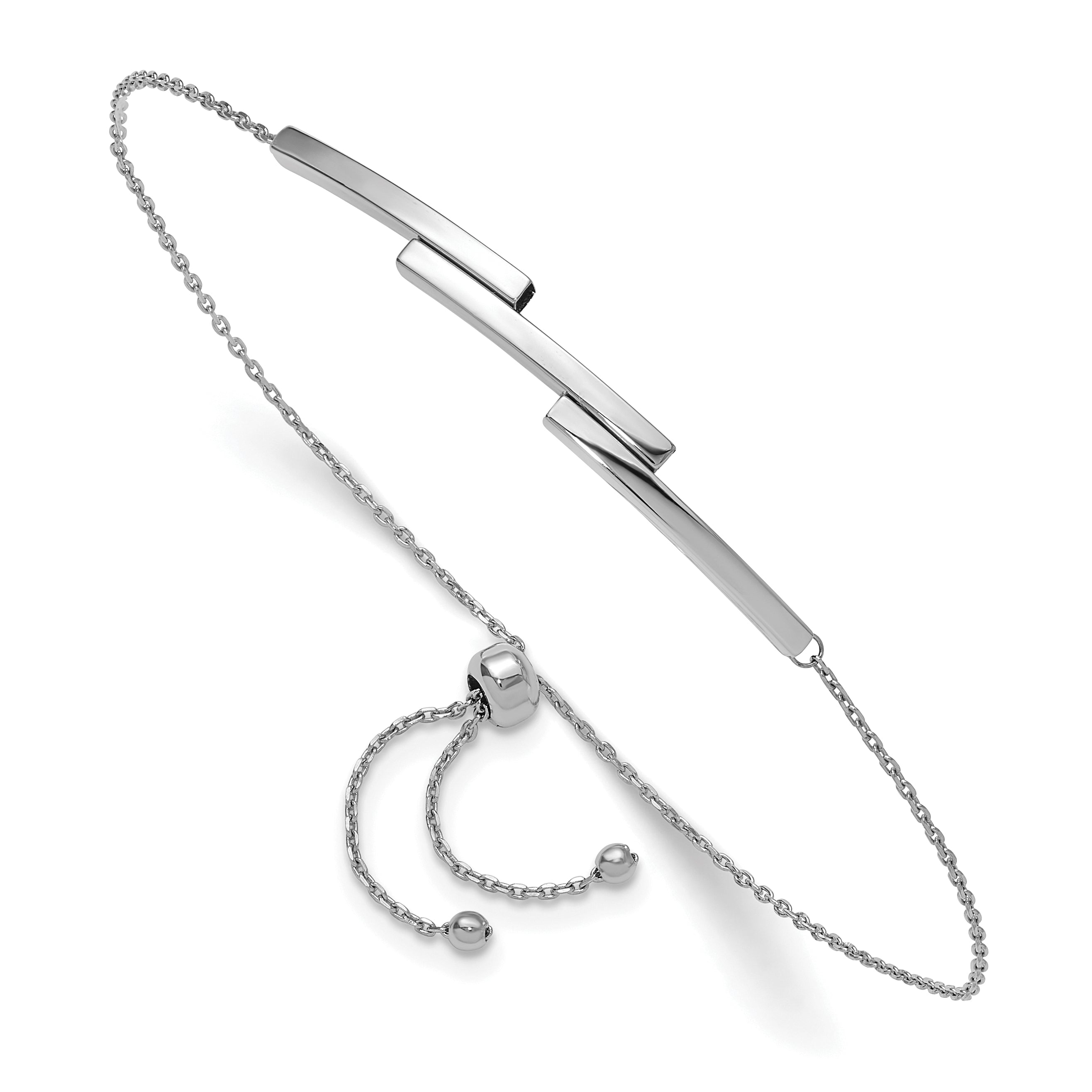 14K White Gold Polished Bar Adjustable Bracelet Main image