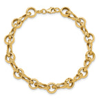 14K Polished and Textured Fancy Link Bracelet