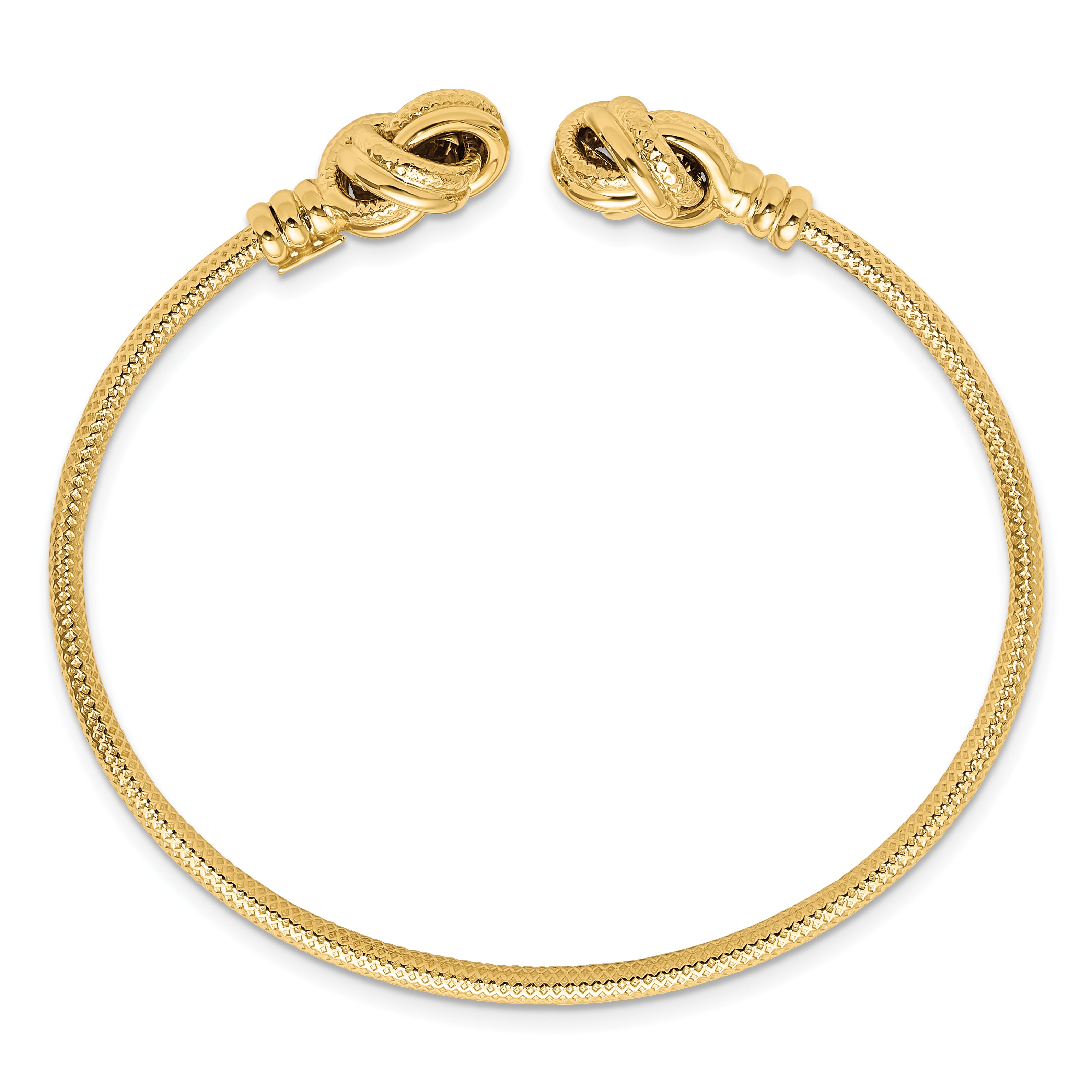 14K Polished and Textured Love Knots Cuff Bangle Secondary image