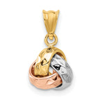 Tri-Color Love Knot Pendant in 14K Tri-Color Gold, 17mm Diamond-Cut - Sophia Jewelers