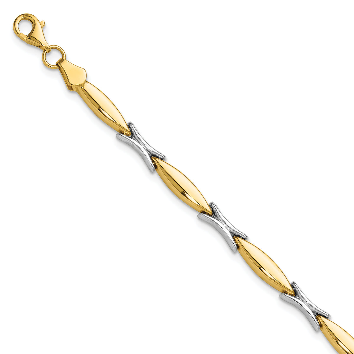 14K Two-tone Polished Fancy Link Bracelet